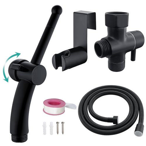 BARROCK Bidet Sprayer for Existing Toilet Advanced Handheld Ergonomic Jet Spray Set with Precision Water Pressure Control for Muslim Shower/Feminine Hygiene/Pet Cleaning Matte Black