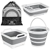 OUT.LIVING 3 Piece Collapsible Set | Camping Wash Station – 10L Foldable Bucket, 9L Collapsible Tub & Collapsible Dish Drying Rack | Portable and Durable | Multipurpose Camping & RV Essentials…