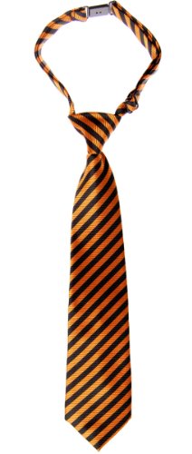 (リトリーズ) RETREEZ ストライプ 織物 作り結び式男児用ネクタイ - オレンジとブラックのストライプ - 24ヶ月 - 4歳