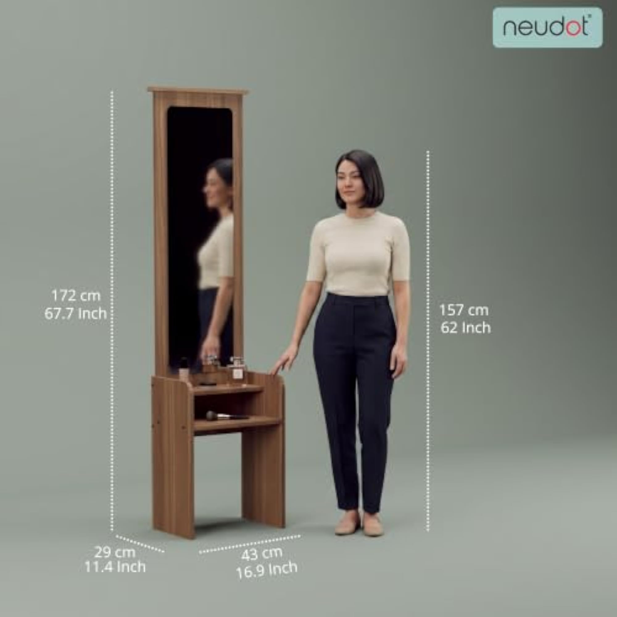Dallas Wooden Dressing Table with Mirror and Storage
