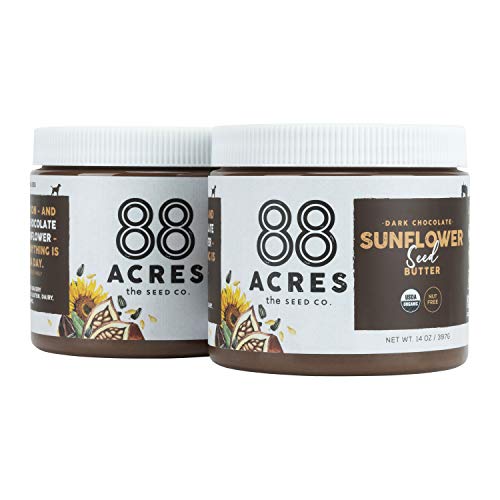 88 Acres Organic Sunflower Seed Butter | Dark Chocolate | Keto-Friendly, Vegan, Gluten Free, Dairy Free, Nut-Free Non GMO Seed Butter Spread | 2 Pack, 14 oz
