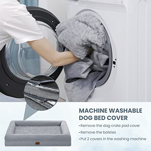 Image of Jumbo Waterproof Dog Bed for Extra Large Size Dogs with Bolster | 360 Degree Bolster Support, Egg Crate Foam, Waterproof Liner, Non-Slip Bottom, Machine Washable Cover, 53 x 42 Inch
