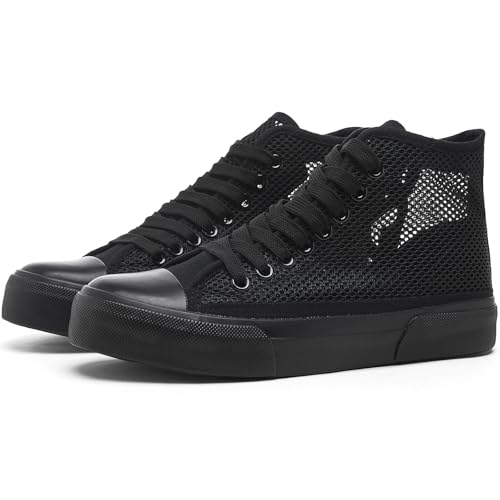 Image of hash bubbie High Top Canvas Sneakers Fashion Walking Shoes | high tops non slip on walking breathable casual comfortable lace up tennis shoes