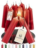 Kerzenfeld® Velas de varilla, 10 unidades de 100 x 22 mm, 2 veces sumergidas, larga duración de combustión de 4 horas, calidad de fabricación alemana, certificado RAL y sin goteo (rojo)