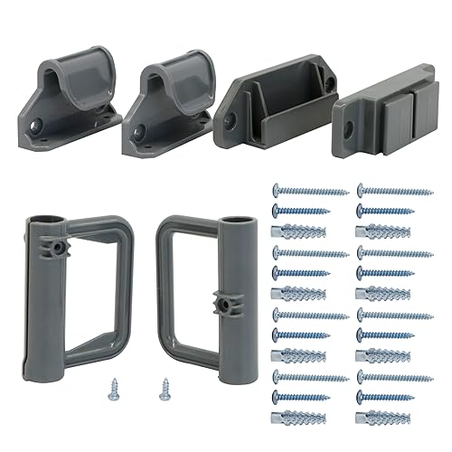 Stcockis Retractable Baby Gate Hardware, Retractable Gate Replacement Parts Kit, Long Dog Gate Full Set Wall Mounting Accessories - Brackets, Latches, Hooks, Screws, Gray
