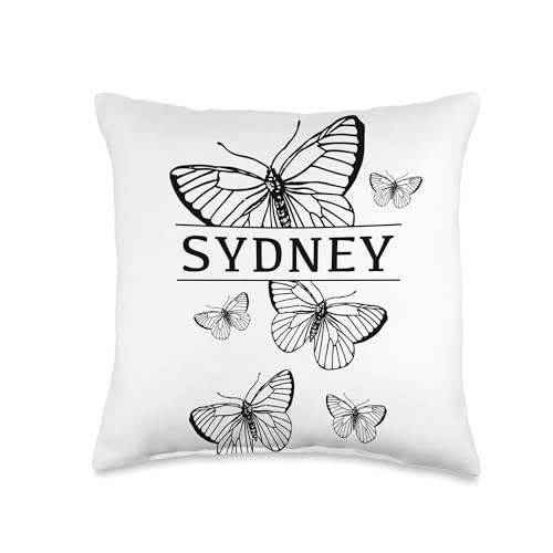 SYDNEY name with Butterflies Throw Pillow