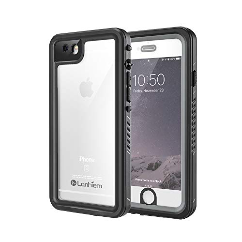 Lanhiem Funda Impermeable iPhone 6 / 6s, Carcasa Sumergible Resistente Al Agua IP68 [Protección de 360 Grados], Carcasa para iPhone 6 y 6s con Protector de Pantalla Incorporado,Negro/Gris