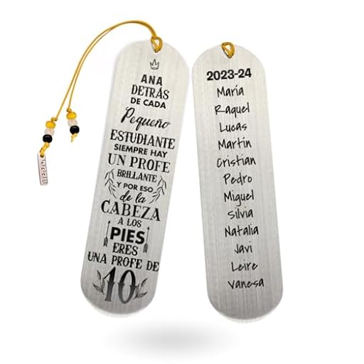 Marcapáginas Acero Inoxidable Personalizado a Dos Caras | Regalo Original | Punto de Libro con Nombres | Regalos Profes, Fin de Curso (Detrás de cada pequeño estudiante) | Ya disponible en tu tienda friki favorita! En mundofriki.es!