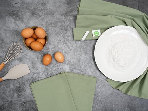 Image of Organic Cotton Bulk Sage Green Flour Sack Kitchen Towels - 50 Pack, 100% Cotton, Lint-Free, Quick-Drying and Lightweight Kitchen Towels for Baking, Cleaning and Dish Drying (Sage Green)