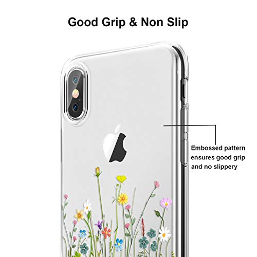 Unov Case Compatible With Iphone Xs Max Case Clear With Design Slim Protective Soft Tpu Bumper Embossed Pattern Protective 6.5 Inch (Flower Bouquet) #TOP4