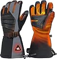 Unigear Rechargeable Heated Gloves for Men Women, 3 Heating Level Electric Battery Ski Gloves, Thinsulate Waterproof Winter Touchscreen Leather for Outdoor Work, Snowboarding, Raynauds
