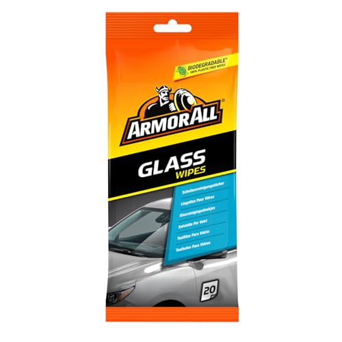 Armor All &ndash; Lingettes Nettoyantes Vitres Auto, 20 Lingettes &ndash; Sans Ammoniac, Anti-traces, Nettoyage Rapide des Pare-brise & Fen&ecirc;tres
