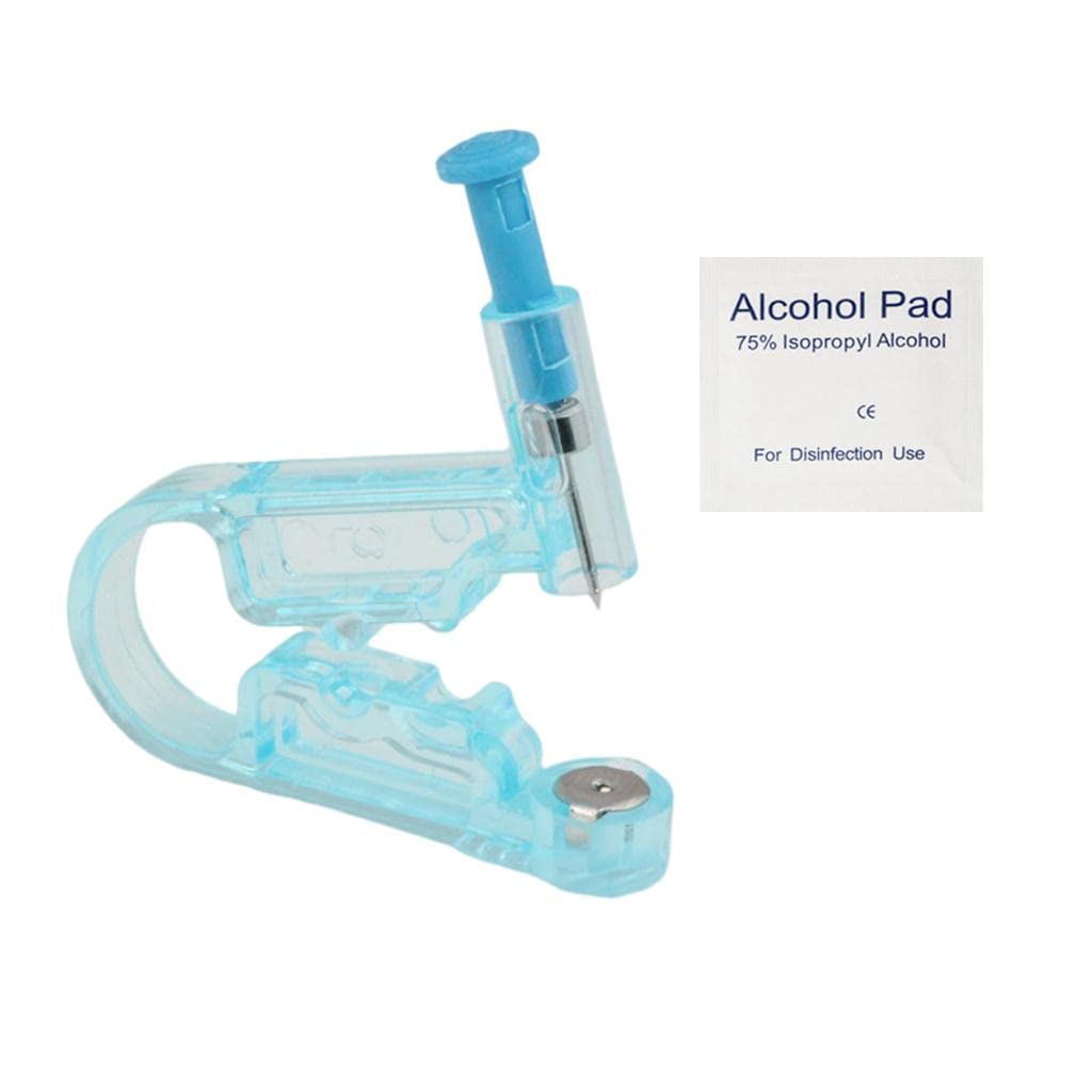 Disposable Painless Ear Piercing Without Inflammation Nail Gun Kit for Salon Men, Punk Portable Self Piercing Tool - Round Head