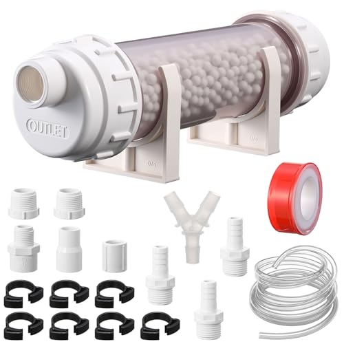 Lounsweer 1 Pcs Condensate Neutralizer Kit with 925g Ceramic Balls, Transparent Tube with Complete Fittings, Wall-Mount Clamps, PVC Tubing PTFE Tape, etc. for HVAC Furnace & Boiler Replaceable Media