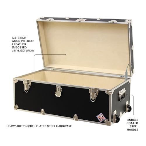Image of Rhino Trunk & Case Large Essential Trunk With Wheels 32 inchx18 inchx14 inch, 1000+ lbs Capacity - Many Colors. Strong, USA Made Summer Camp Footlocker, and Secure College Dorm Storage Chest