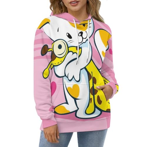 Sweats à capuche manche longue unisexe pull chat girafe taille M confortable
