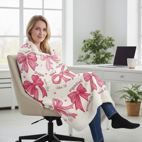 Couverture pour canapé et soirées d'hiver plaid nœud rose chaud
