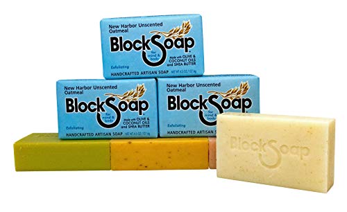 BLOCKSOAP FOR MIND & BODY Unscented Oatmeal Artisan Bar Soap 3-Pack with Sea Salt, Olive Oil, Coconut Oil, and Shea Butter (4.5oz) image 3