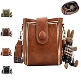 Vintage Fashion Bag with Adjustable Wider Shoulder Strap, Vintage Retro Small Water Bucket Bag for Women (Brown)