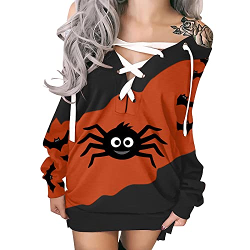 Amikadom Vestido de Halloween sexy com manga de outono e inverno para mulheres, vestido de esqueleto