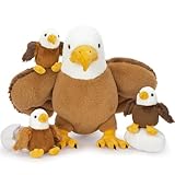Eagle Stuffed Animal Cute Eagle Plush Bald Eagle Toy, 16" Mother Eagle with 4 Babies and 2 Eggs Stuffed Bird Plush Eagle Plushie Toy Gifts for Boys and Kids Stuffed Animals Gift for Christmas Birthday