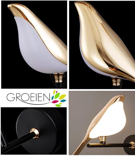 Image of Groeien 12W | 3 Color Modern LED Golden Bird Wall Sconce Gold Wall Light for Bedroom Living Room Corridor Lighting Fixtures Wall Mount(Warm+Natural+Coolwhite)(Golden Bird, 1, Count)