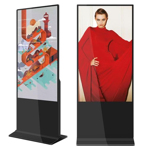 Image of 55 Inch Digital Signage Display, Android 14 OS 4K UHD Floor Standing Advertising Screen Commercial LCD Monitor Interactive Kiosk with USB /HDMI Input, Non-Touch