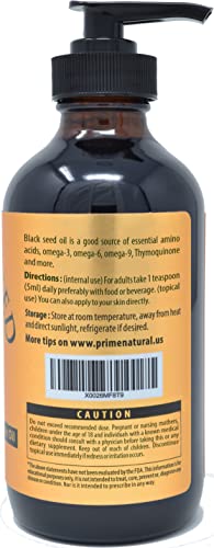 image for PRIME NATURAL Organic Black Seed Oil 8oz | Cold Pressed Unrefined High