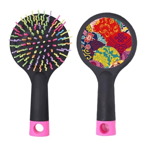 Brosse à cheveux démêlante à motif floral et nœud chinois style japonais