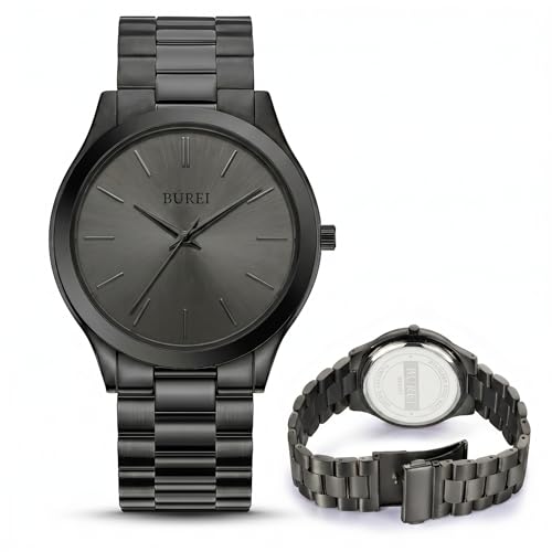 BUREI Men's Wrist Watch, Analog Stainless Steel Dress Waterproof Quartz Watch for Men with Japanese...