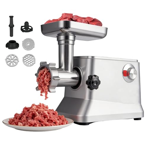 Picadora De Carne Eléctrica 2600w, Máquina Picadora De Alimentos Con Cuchillas De Acero Inoxidable, Ajuste De 3 Velocidades, Máquina Picadora De Carne Para Restaurante, Cocina Silver