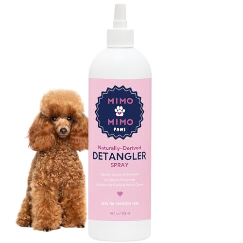 MIMO MIMO PAWS Naturally-Derived Dog Detangler Spray, Leave-in Conditioner for Mat & Tangle Removal, Hydrating Conditioning, Easy Brush, for Curly, Wavy, Long Coats, Sensitive Skin, Made in USA, 16oz