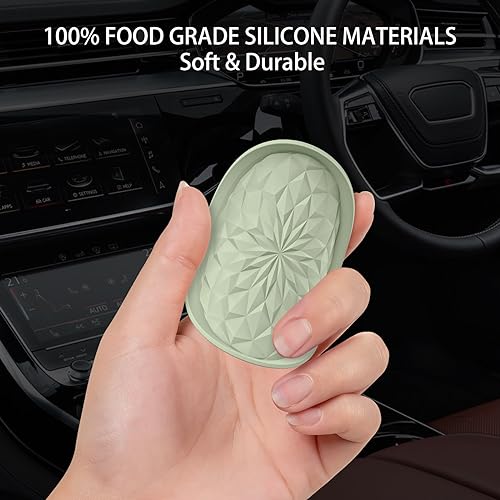 Image of ME.FAN Car Coasters for Cup Holders [4 Pack] - 2.75In Silicone Auto Mug Mats - Universal Non-Slip Recessed Car Interior AccessoriesDesert Sage