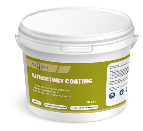 SOLIDLAND Refractory Coating - 10 LBS 3056°F High Temperature Refractory Cement Fireproof Dry Mix - for Ceramic Fiber Blankets Lining in Foundry, Forge, Kiln, Smelting Furnace and More