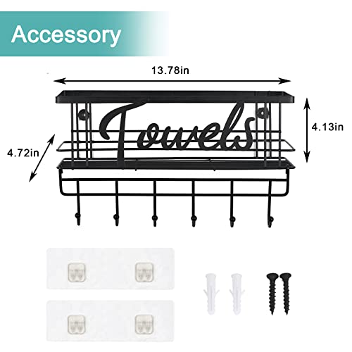 Happyhapi Towel Rack For Bathroom Wall Mounted, Drilling Or Self-Adhesive Bath Towel Holder Storage Shelf For Towel, Washcloths, Hand Towels, Beach Shower Towel #TOP6