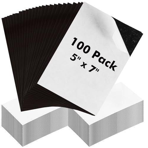 GcFoir Magnetic Sheets with Adhesive Backing 5 x 7 Inch 100 Packs Flexible Magnet Sheet Strips 20 Mil Adhesive Magnetic Sheets for Dies Storage Photos Home Office Fridge Magnets