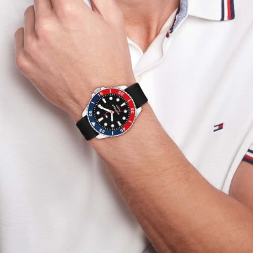 Image of Tommy Hilfiger Oceanic Quartz Analog with Black Dial Black Silicone Strap Watch for Men - TH1792201