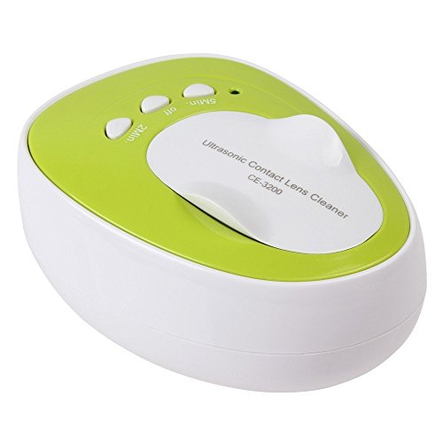 CGOLDENWALL Mini limpiador ultrasónico de lentes de contacto de 4 ml, máquina de limpieza de lentes de cuidado diario, lavadora ultrasónica (verde claro)