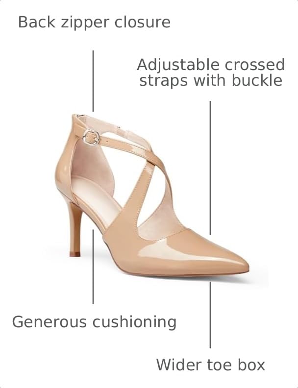 Image of Womens Pumps High Heels Pointed Toe Crossed Strap D'Orsay Zip up Stilettos Party Dress Shoes