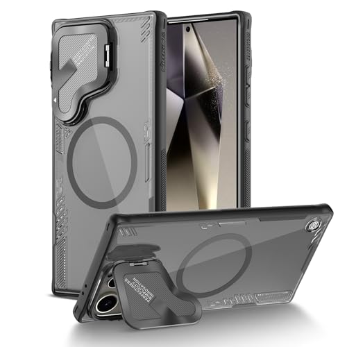 Image of Nillkin Magnetic for Galaxy 24 Ultra Case Clear, Compatible with Magsafe, Never Yellow & Biodegradable Material, Translucent Case with Invisible Kickstand & Camera Cover for Galaxy 24 Ultra, Black