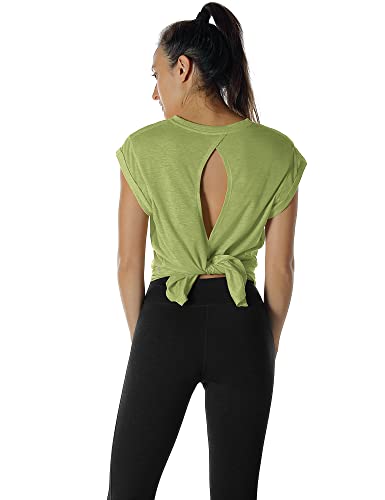 Image of icyzone Open Back Workout Tops for Women - Athletic Activewear T-Shirts Exercise Yoga Shirts(Pack of 2)