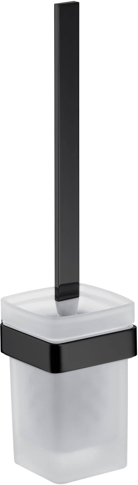 Brosse WC suspendue EMCO Loft noir mat avec porte-brosse mural en verre cristal satiné
