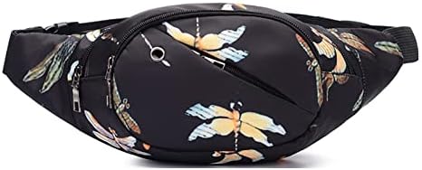 DAITET Dragonfly Fanny Pack for Men&Women, Crossbody Dragonfly Waist Bag with Adjustable Belt, Large Capacity Bum Bag for Traveling Hiking Cycling Workout Casual(Black Dragonfly)