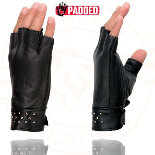 Image of Milwaukee Leather Women's Leather Motorcycle Fingerless Hand Gloves