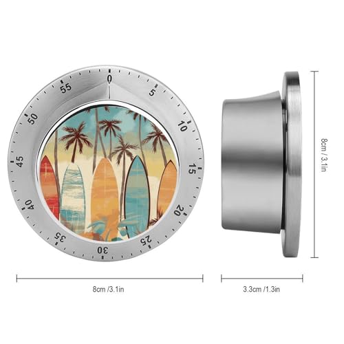Temporizador mecánico de cocina de 60 minutos con imán y diseño de palmera en acero 3