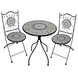 WANDERLUST DECO Conjunto Mesa y Dos sillas de Mosaico y forja Negras