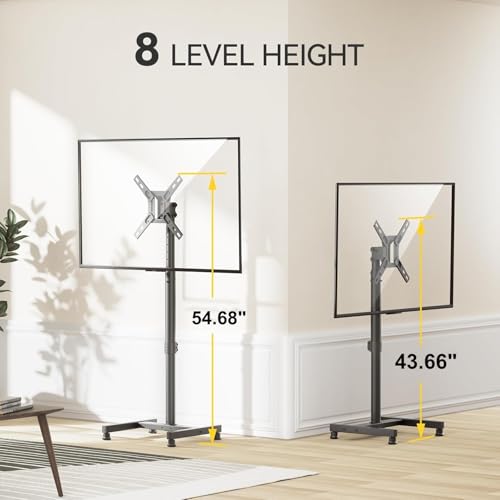 AM alphamount TV Floor Stand for 13-50 inch Flat/Curved TVs up to 44 lbs, 8 Level Height Adjustable Monitor Floor TV Stand with VESA 200x200, Portable TV Mount Stand for Living Room, Bedroom, Office - Image 3