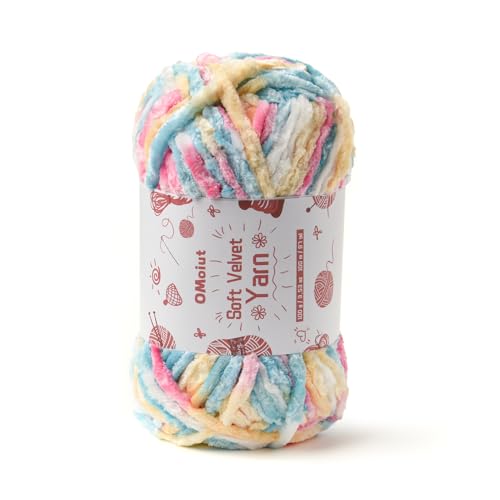 Image of 100g Fluffy Velvet Chenille Yarn for Crocheting and Knitting, 80m (87.5yd) Baby Yarn for Crocheting Soft, Crochet Chunky Yarn Amigurumi Yarns (Candy Color)