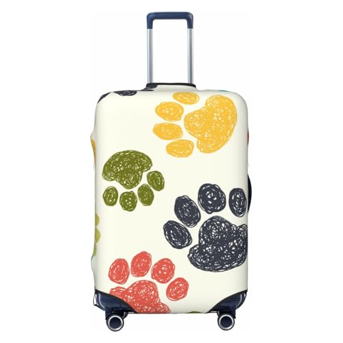 Cute Colorful Dog Paw Print Suitcase Cover Luggage Protector Washable Elastic Fashionable Travel Gear Cover