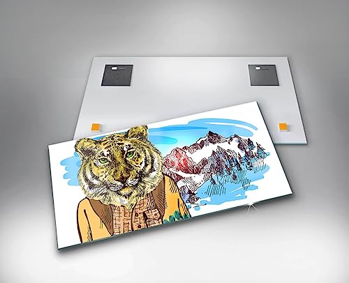 Peinture sur verre d'art de luxe Wallfluent design tigre haut de gamme pour intérieur chic - 2